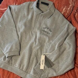 RARE Fear of God Essentials Dark Heather Single-Button Polo